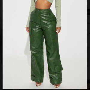 Faux Leather Cargo Pants Hunter Green NWT Fashion Nova